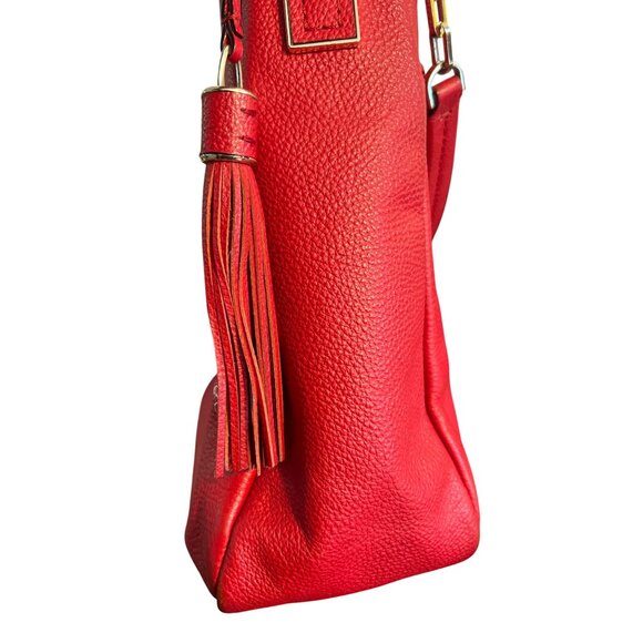 Kate Spade New York Red Pebbled Leather Tote Shoulder Bag Tassel Accent - Picture 3 of 9
